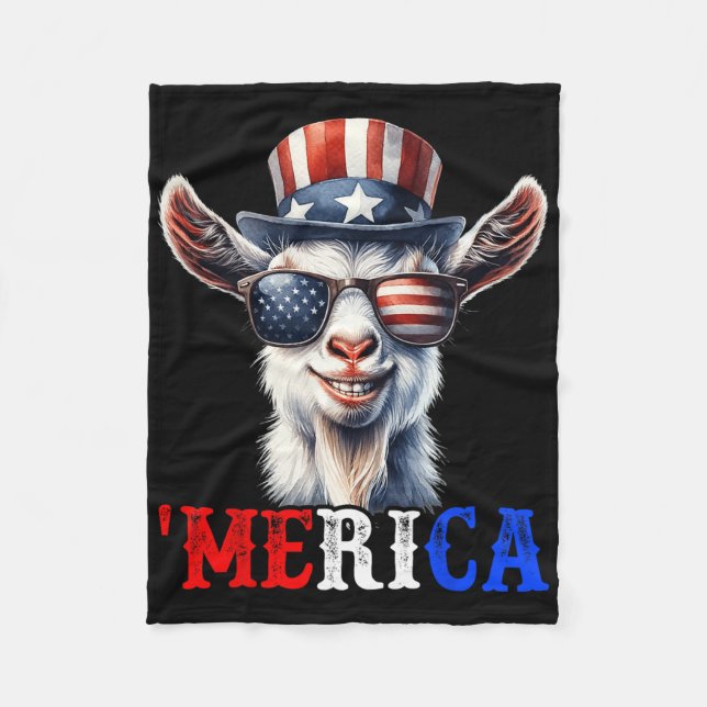 Manta Polar Merica Goat Patriótico 4 De Julio Niños Graciosos  (Anverso)