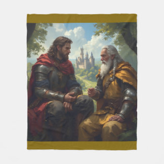 Manta Polar Merlin and King Arthur at Camelot Fleece Blanket