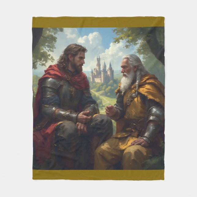 Manta Polar Merlin and King Arthur at Camelot Fleece Blanket (Anverso)