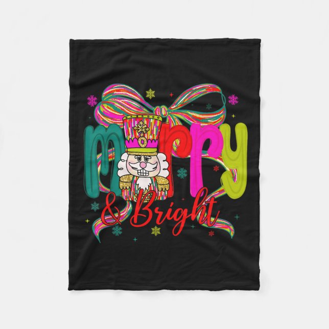 Manta Polar Merry &amp; Bright Coquette Bow Nutcracker Christm (Anverso)