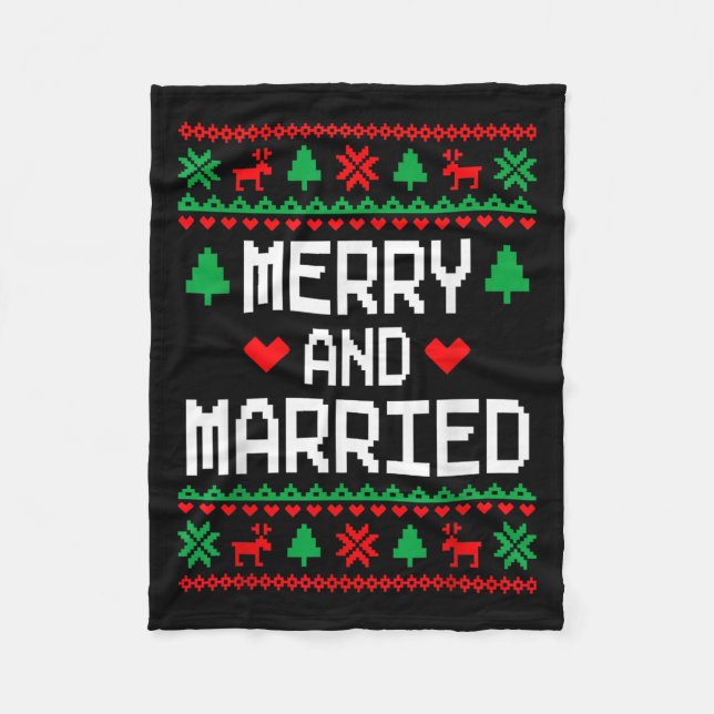 Manta Polar Merry And Married Couples Matching Ugly Christmas  (Anverso)
