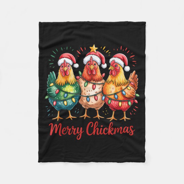 Manta Polar Merry Chickmas Christmas Chicken Santa Hat Chicken (Anverso)