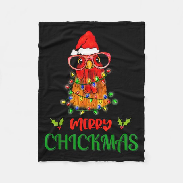 Manta Polar Merry Chickmas Ornament Lights Chicken Farmer Chri (Anverso)