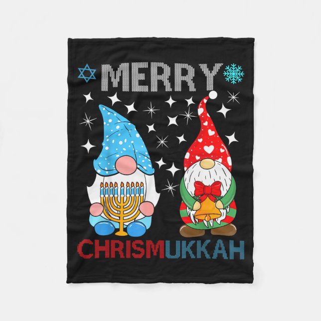Manta Polar Merry Chrismukkah Funny Gnomes Christmas And Hanuk (Anverso)