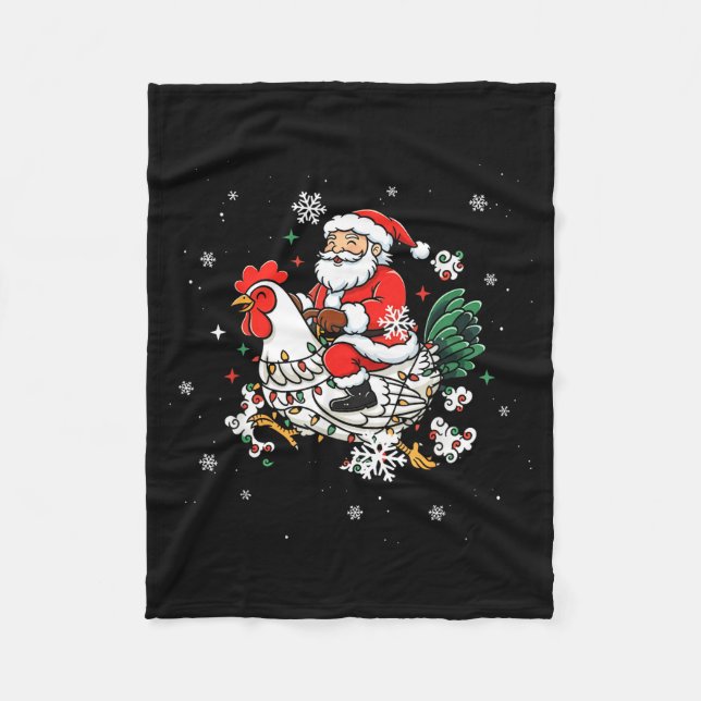 Manta Polar Merry Christmas 2025 Funny Santa Riding Chicken Ch (Anverso)