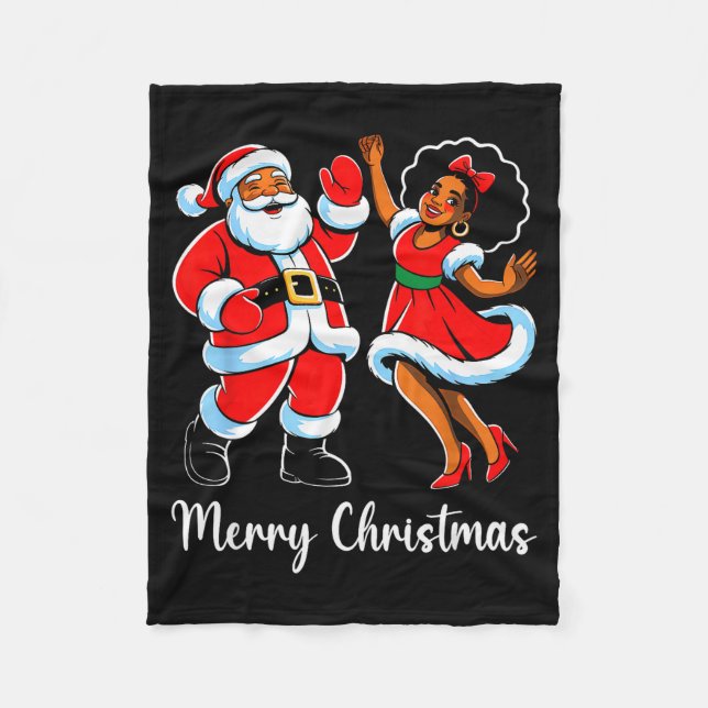 Manta Polar Merry Christmas African American Santa Claus Xmas  (Anverso)