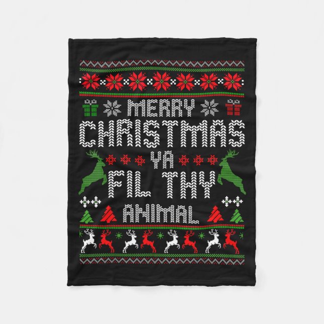 Manta Polar Merry Christmas Animal Filthy Ya Xmas Pajama Chris (Anverso)