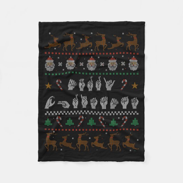 Manta Polar Merry Christmas Asl Sign Language Deaf Pride Sped  (Anverso)