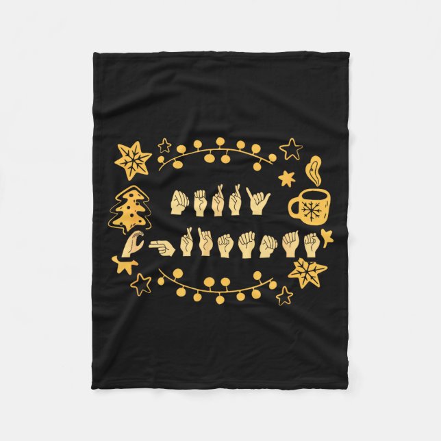Manta Polar Merry Christmas Asl Sign Language Deaf Sped Women  (Anverso)