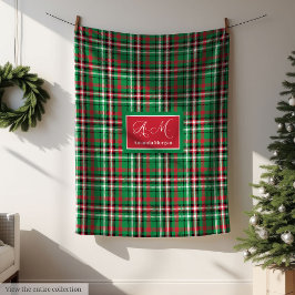 Manta Polar Merry Christmas Blanket Festive Red Green Tartan
