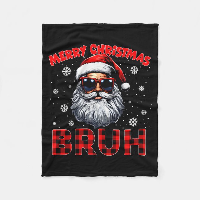Manta Polar Merry Christmas Bruh Red Plaid Funny Santa Claus M (Anverso)
