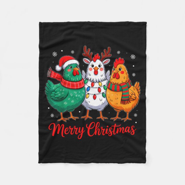 Manta Polar Merry Christmas Chicken Farmer Animal Santa Hat Xm (Anverso)