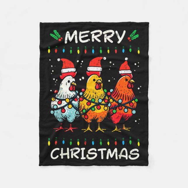 Manta Polar Merry Christmas Chickens Santa Xmas Farming Men Wo (Anverso)