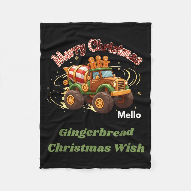 Manta Polar Merry Christmas Cute Gingerbread Mello Mixer Truck (Anverso)