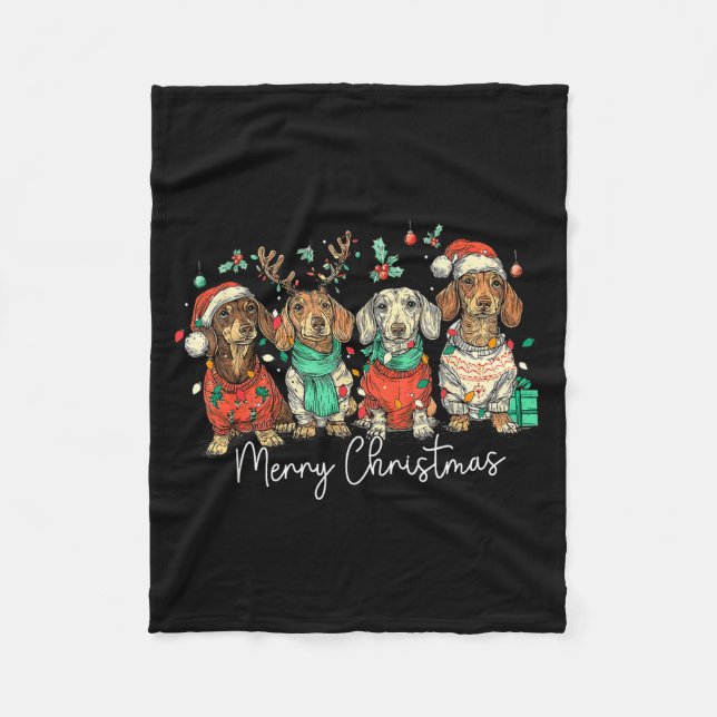 Manta Polar Merry Christmas Dachshund Dog Christmas Holiday Pe (Anverso)