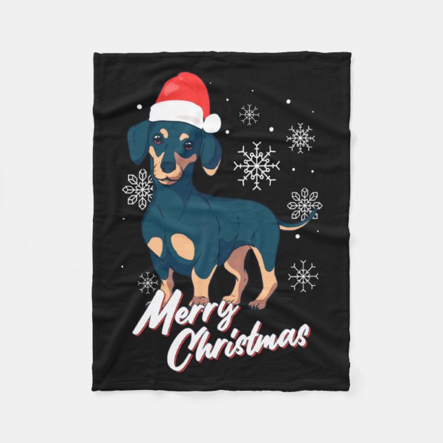 Manta Polar Merry Christmas Dachshund Santa Claus Xmas New Yea (Anverso)