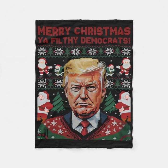 Manta Polar Merry Christmas Democrats Filthy Ya Funny Xmas 1  (Anverso)