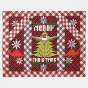Manta Polar Merry Christmas Dinosaur Parade Fleece Blanket