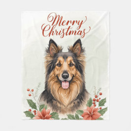 Manta Polar Merry Christmas Dog Cozy Winter Holiday Blanket