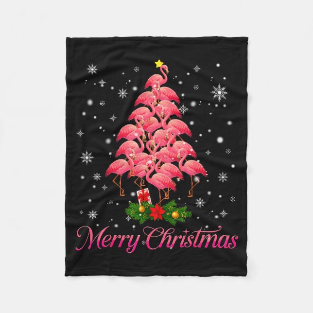Manta Polar Merry Christmas Flamingo Snowflake Tree Xmas Men W (Anverso)
