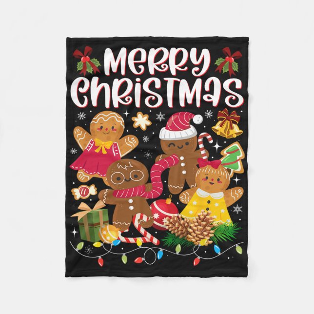 Manta Polar Merry Christmas Gingerbread Cookies Men Women  (Anverso)