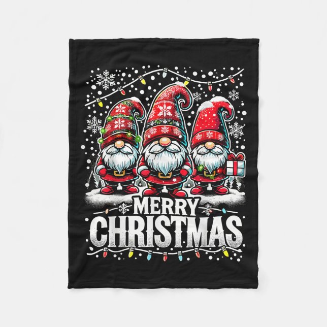 Manta Polar Merry Christmas Gnome Funny Family Christmas  (Anverso)