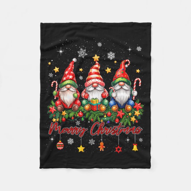Manta Polar Merry Christmas Gnomes Family Candy Cane Holiday X (Anverso)