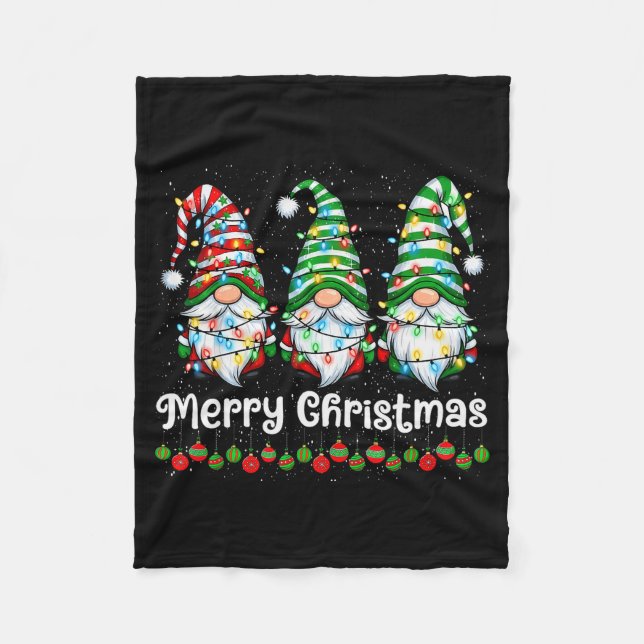 Manta Polar Merry Christmas Gnomes Light Family Gnome Xmas Mat (Anverso)
