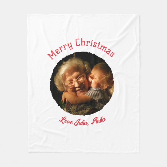 Manta Polar Merry Christmas grandmother daughter photo circle (Anverso)