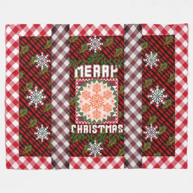 Manta Polar Merry Christmas Green Leaf Parade Fleece Blanket (Frente (Horizontal))
