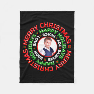 Manta Polar Merry Christmas Happy Holidays Photo 