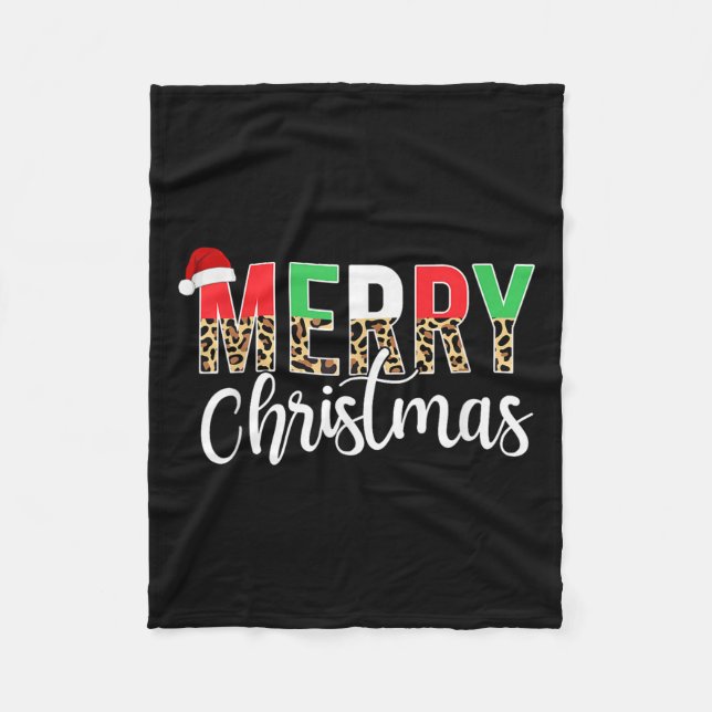 Manta Polar Merry Christmas Leopard Print Xmas Family Matching (Anverso)