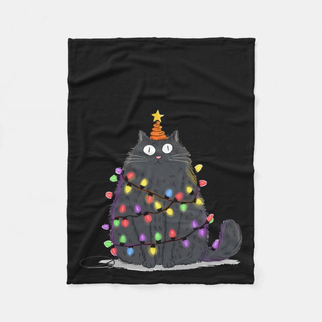 Manta Polar Merry Christmas Meowy Cats Tree Lovers Cute Catmas (Anverso)