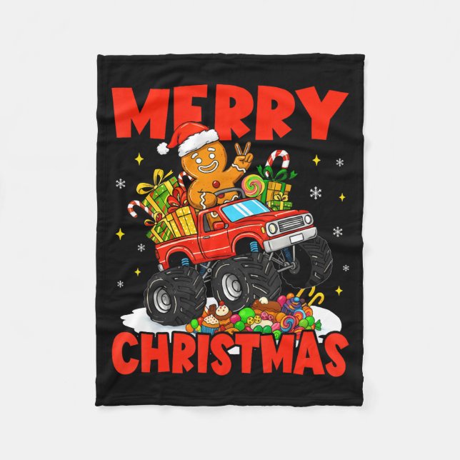 Manta Polar Merry Christmas Monster Truck Funny Gingerbread Me (Anverso)