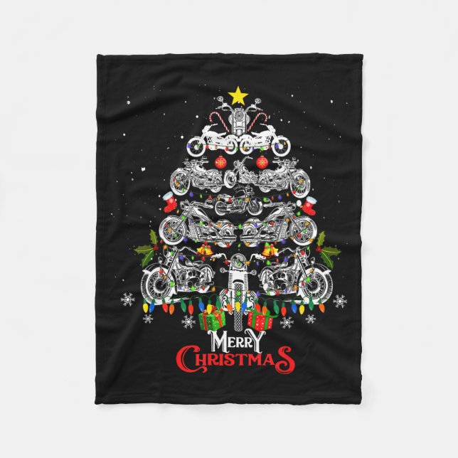 Manta Polar Merry Christmas Motorcycle Tree Christmas Lights B (Anverso)