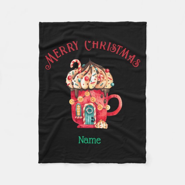 Manta Polar Merry Christmas Name Sweets House Youth Xs Xl  (Anverso)