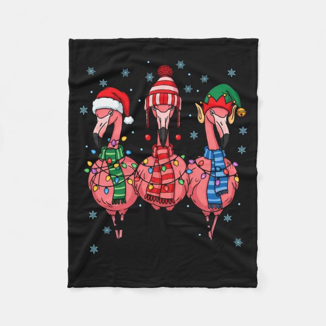 Manta Polar Merry Christmas Nk Flamingo Santa Hat Matching Fam (Anverso)