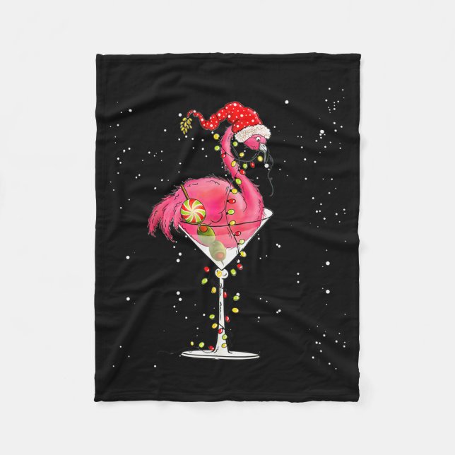 Manta Polar Merry Christmas Nk Flamingo Wine Drinking Lights X (Anverso)