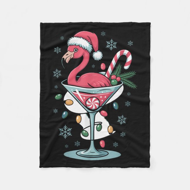 Manta Polar Merry Christmas Nk Flamingo Wine Drinking Lights X (Anverso)