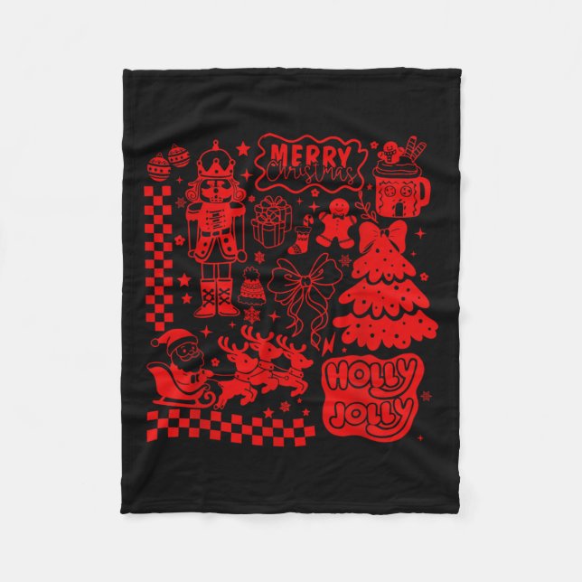 Manta Polar Merry Christmas Nutcracker Santa Clause Gingerbrea (Anverso)