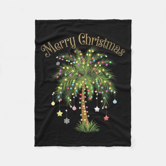 Manta Polar Merry Christmas Palm Tree Light Hawaiian Trocal Ch (Anverso)