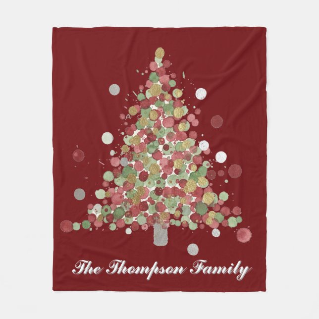 Manta Polar Merry Christmas Polka Dot Tree (Anverso)