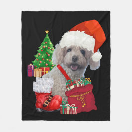Manta Polar Merry Christmas Poodle Fleece Blanket