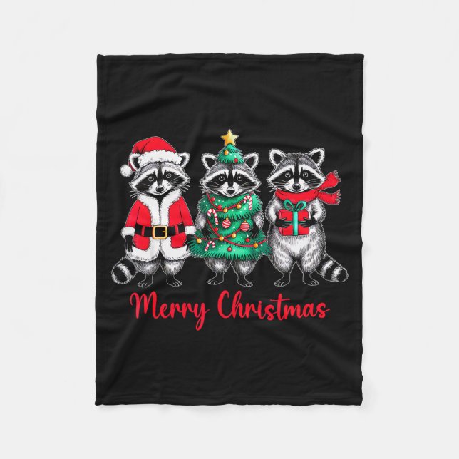 Manta Polar Merry Christmas Raccoon Santa Hat Xmas Animal Racc (Anverso)