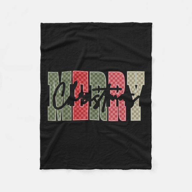 Manta Polar Merry Christmas Red Green Plaid Checkered Xmas Gir (Anverso)