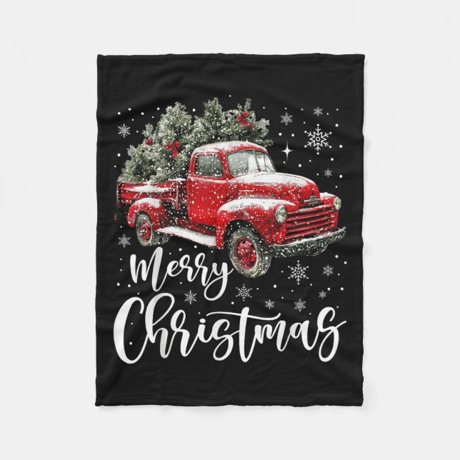 Manta Polar Merry Christmas Red Truck Family Matching Christma (Anverso)