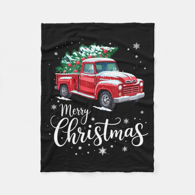 Manta Polar Merry Christmas Red Truck Family Matching Christma (Anverso)