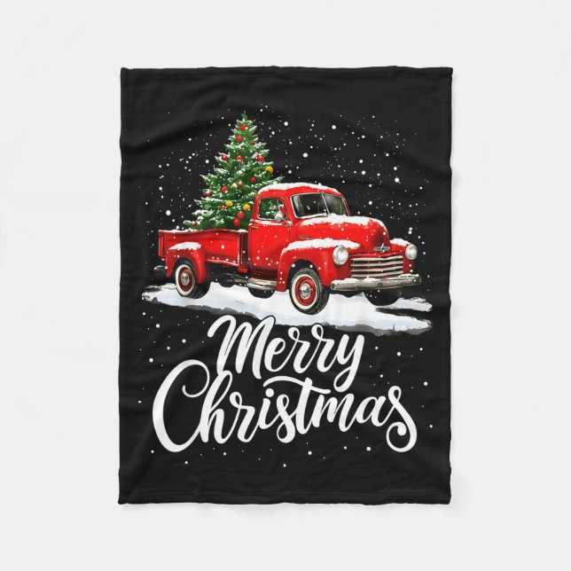 Manta Polar Merry Christmas Red Truck Family Matching Christma (Anverso)