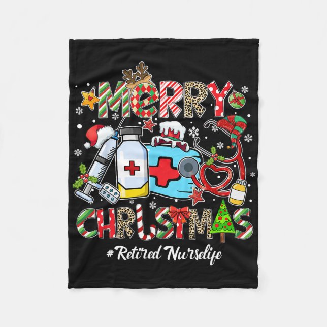 Manta Polar Merry Christmas Retired Nurse Life Men Women Xmas  (Anverso)