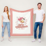 Manta Polar Merry Christmas Retro Typography Santa Gorra Rosa<br><div class="desc">Feliz Navidad,  tipografía retro rosa con un santa claus con un gorra rosa.</div>